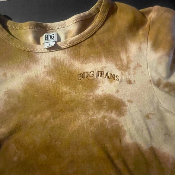 BDG Jeans (Size Small) Cropped Tie-Dye Crewneck Shirt in Brown and Cream - Picture 2 of 10